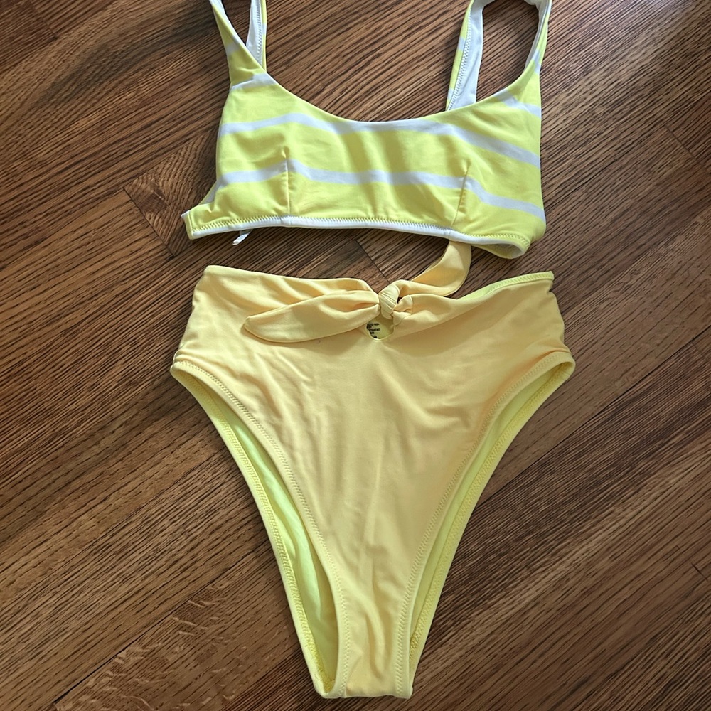Aerie Yellow Striped Bikini Set